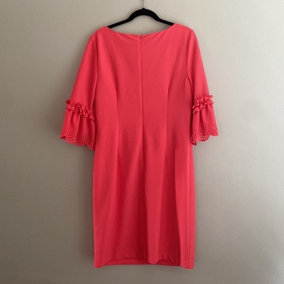 Jessica Howard Pink Orange Ruffle Sleeves Mini Dress size 14 - Picture 4 of 6